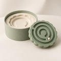 Sage Orbit Scalloped Maze Disk with Cream Bead