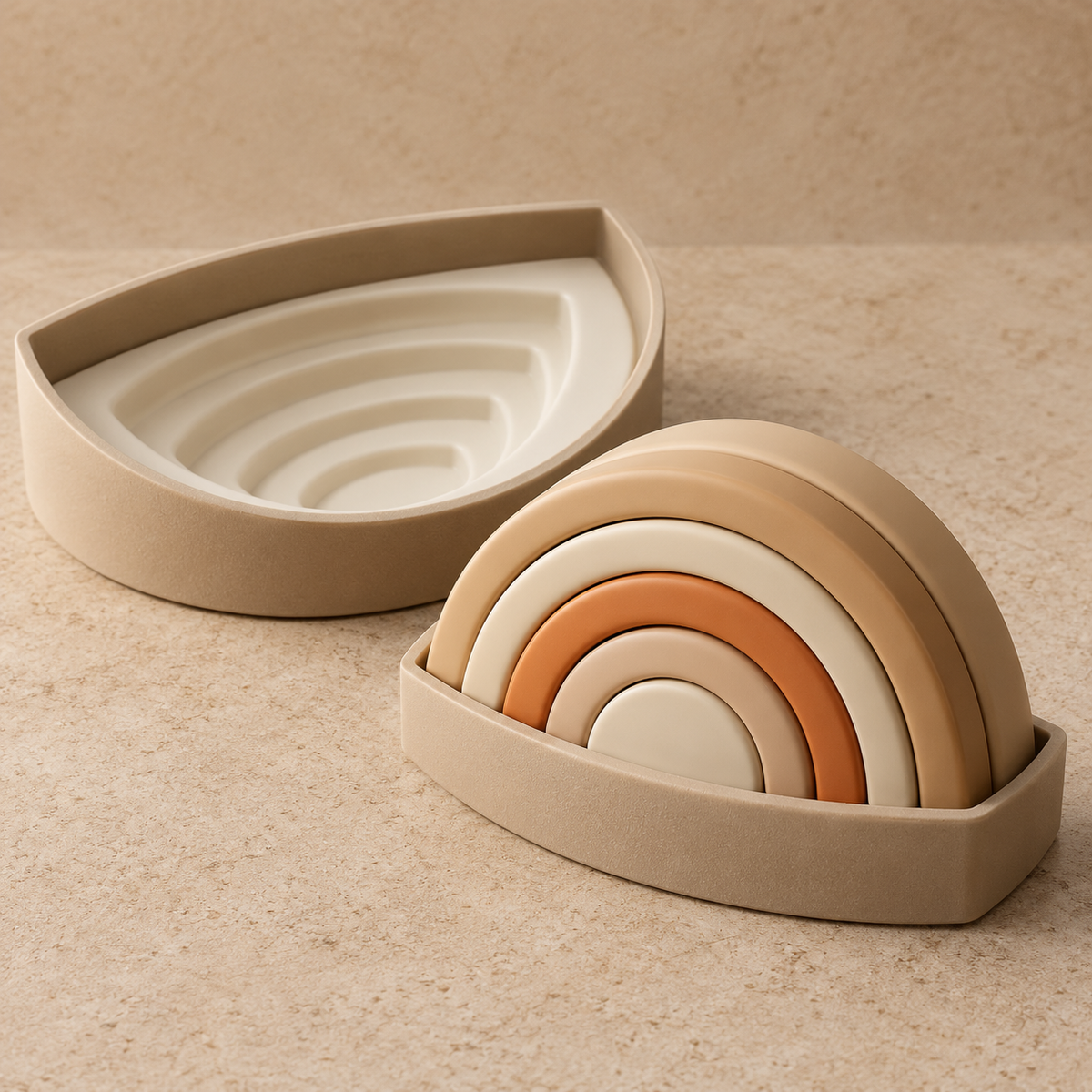 Sand Arc Nested Arch Puzzle in Cream and Muted Orange
