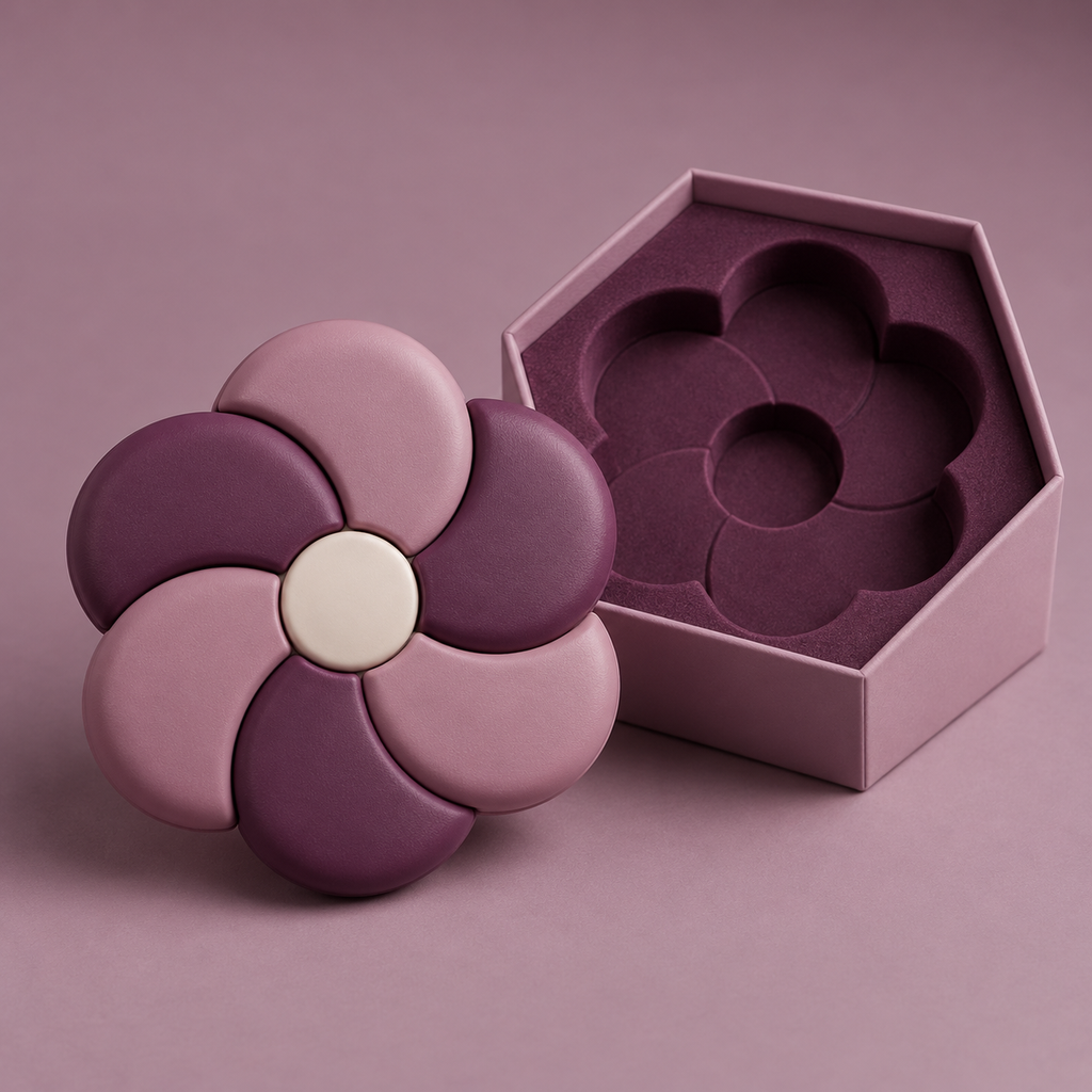 Plum Petal Layered Flower Dial with Cream Center