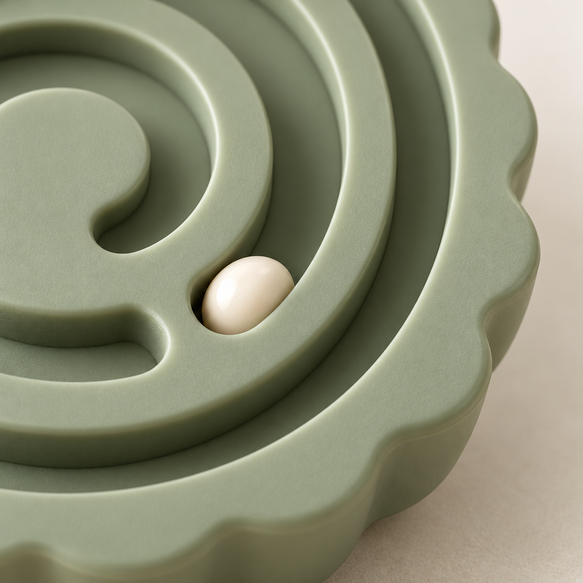 Sage Orbit Scalloped Maze Disk with Cream Bead
