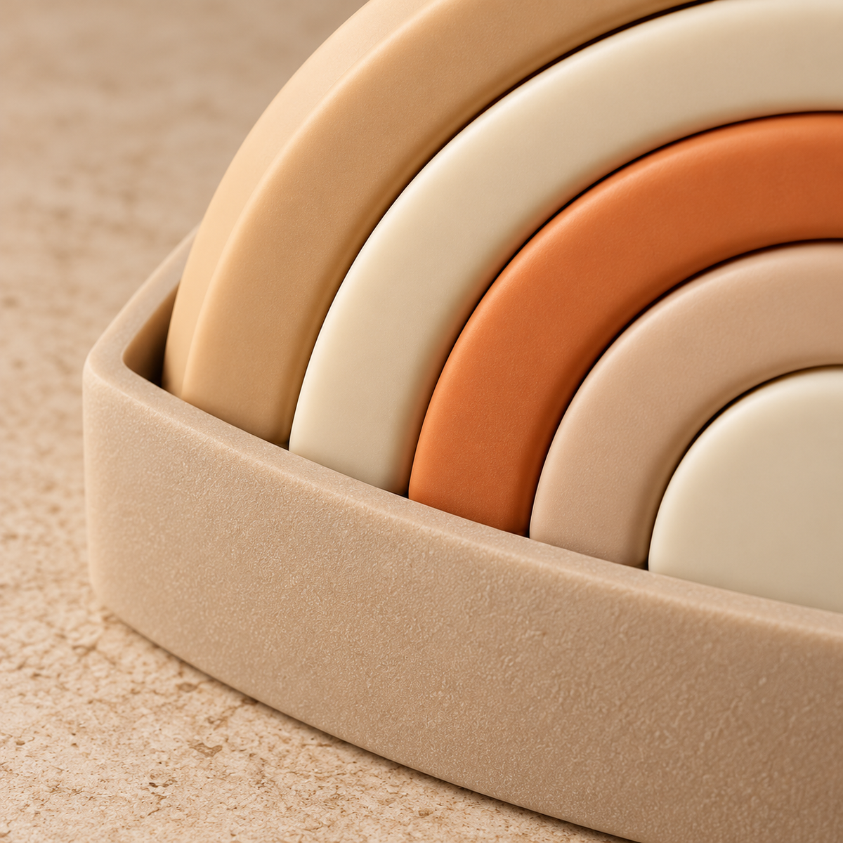 Sand Arc Nested Arch Puzzle in Cream and Muted Orange