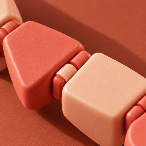 Coral Fold Hinged Geometric Loop in Peach and Coral