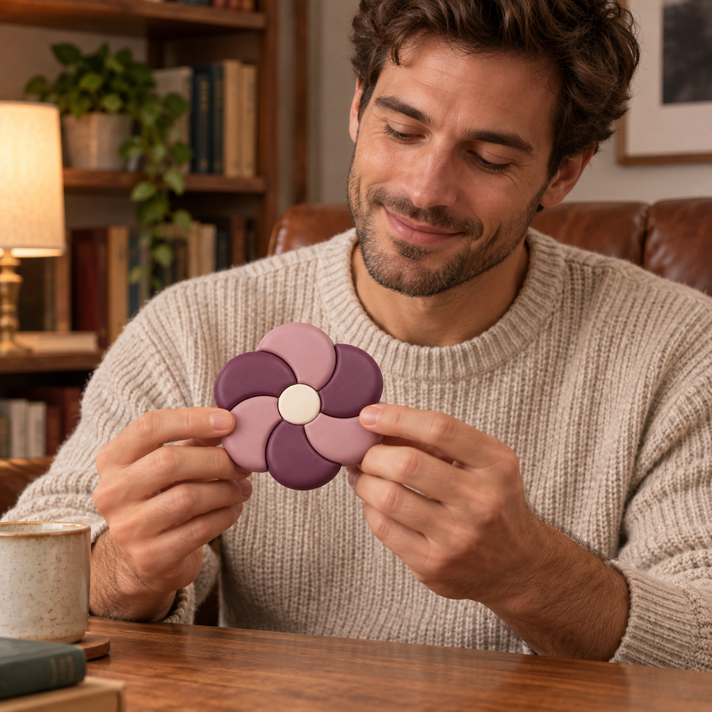 Plum Petal Layered Flower Dial with Cream Center